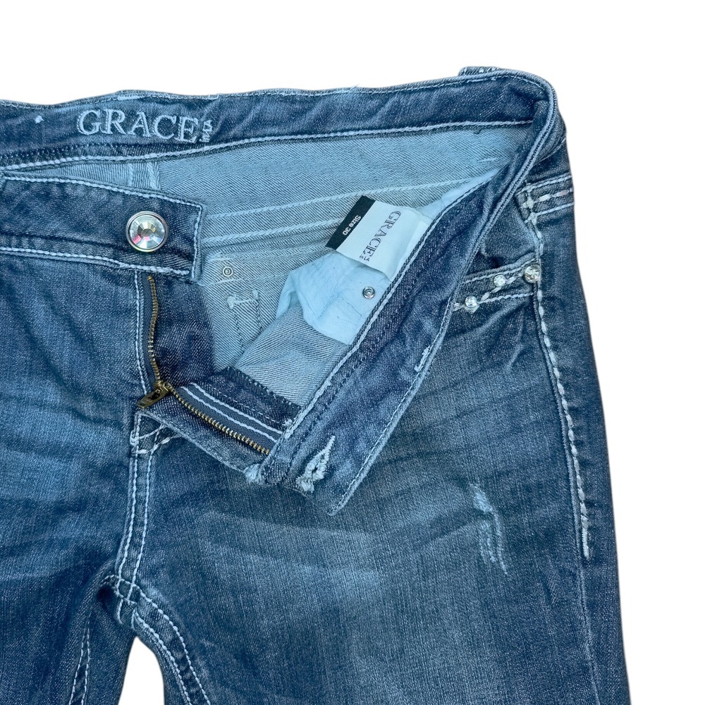 GRACE in LA Women's Size 30 Easy Fit Bootcut Cross Embellished Jeans 27" Inseam - Picture 11 of 16